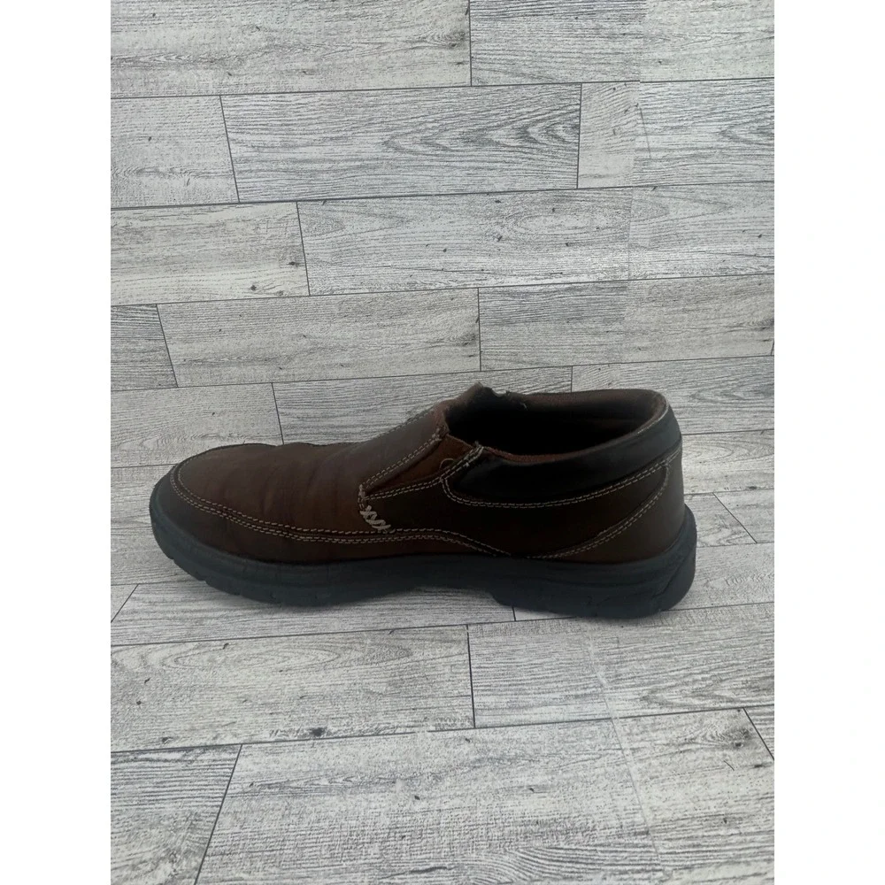 Skechers Relaxed Fit Mens Slip‎ On Shoes Brown Leather Memory Foam Size 9